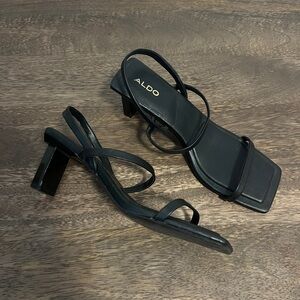 ALDO Black Cloud Strappy Heels Size US 8